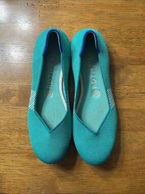 Rothy's Teal Knit Ballet Flats